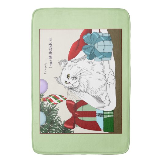 Witte Kat Kerst Ornamenten Grappig Badmat (Voorkant Verticaal)