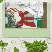 Witte Kat Kerst Ornamenten Grappig Theedoek (Gevouwen)
