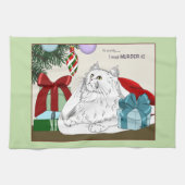 Witte Kat Kerst Ornamenten Grappig Theedoek (Horizontaal)