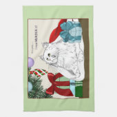 Witte Kat Kerst Ornamenten Grappig Theedoek (Verticaal)