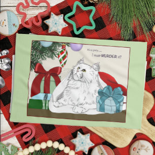 Witte Kat Kerst Ornamenten Grappig Theedoek