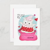 Witte Kat Kleine Traditionele  Valentijn Kaart (Voorkant / Achterkant)