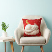 🐱 Witte Kat Knus Slaaphuis Stijl Rood ❤️ Kussen (Stoel)