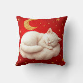 🐱 Witte Kat Knus Slaaphuis Stijl Rood ❤️ Kussen (Achterkant)