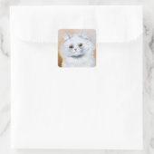  witte kat  kunst door Louis Wain Vierkante Sticker (Tas)