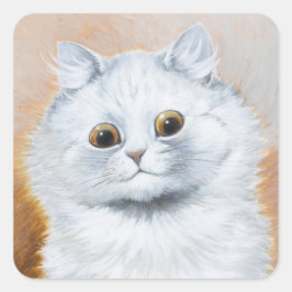  witte kat  kunst door Louis Wain Vierkante Sticker