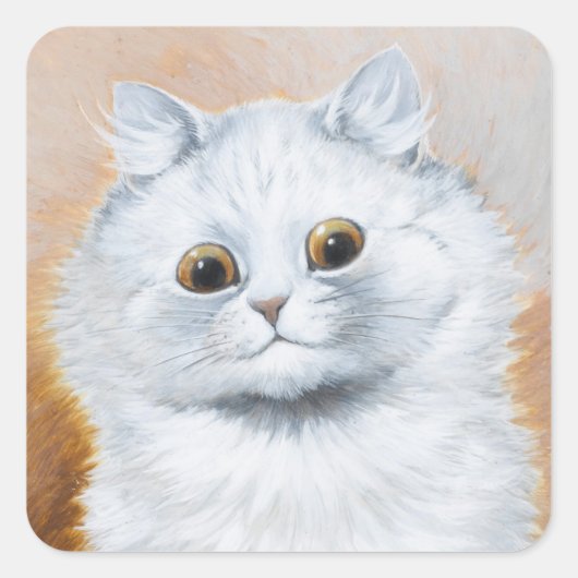  witte kat  kunst door Louis Wain Vierkante Sticker (Voorkant)