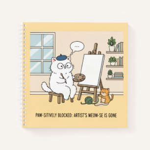 Witte Kat Kunstenaar Muse Illustratie Moppige Sche Notitieboek