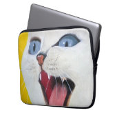Witte Kat Laptop Sleeve (Voorkant Links)