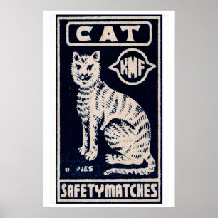 Witte Kat Luciferdoosje Kunstprint, Indiase Volksk Poster