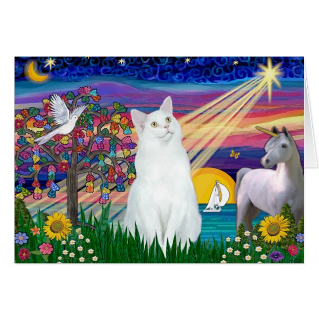 Witte kat - Magische nacht (Voorkant Horizontaal)