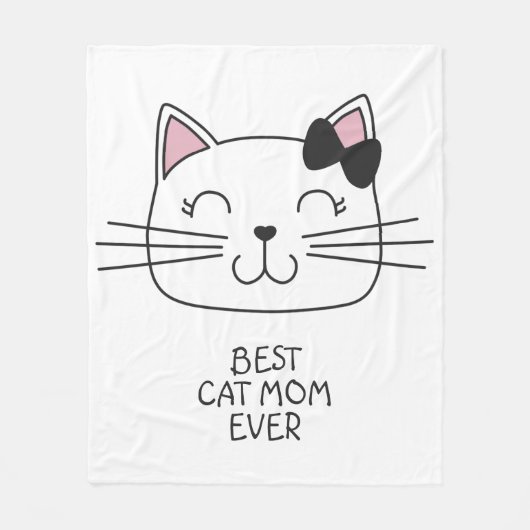 Witte kat Mam ooit met schattig cartoon kat Fleece Deken (Voorkant)