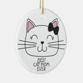Witte kat Mam ooit met schattig cartoon kat Keramisch Ornament (Rechts)