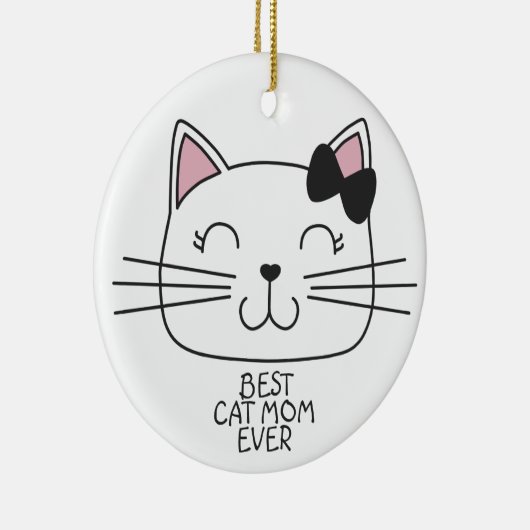 Witte kat Mam ooit met schattig cartoon kat Keramisch Ornament (Rechts)
