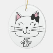 Witte kat Mam ooit met schattig cartoon kat Keramisch Ornament (Links)