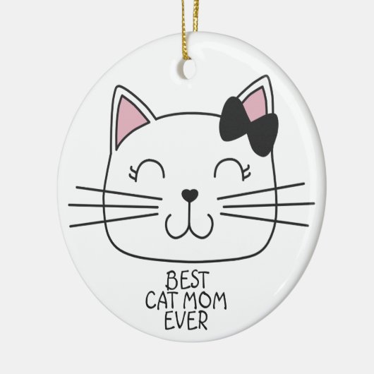 Witte kat Mam ooit met schattig cartoon kat Keramisch Ornament (Links)