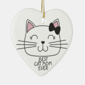 Witte kat Mam ooit met schattig cartoon kat Keramisch Ornament (Rechts)