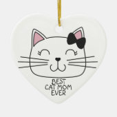 Witte kat Mam ooit met schattig cartoon kat Keramisch Ornament (Voorkant)