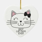 Witte kat Mam ooit met schattig cartoon kat Keramisch Ornament (Achterkant)