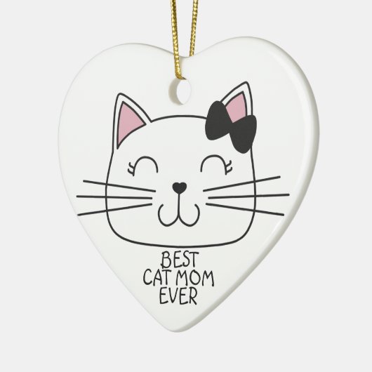 Witte kat Mam ooit met schattig cartoon kat Keramisch Ornament (Links)