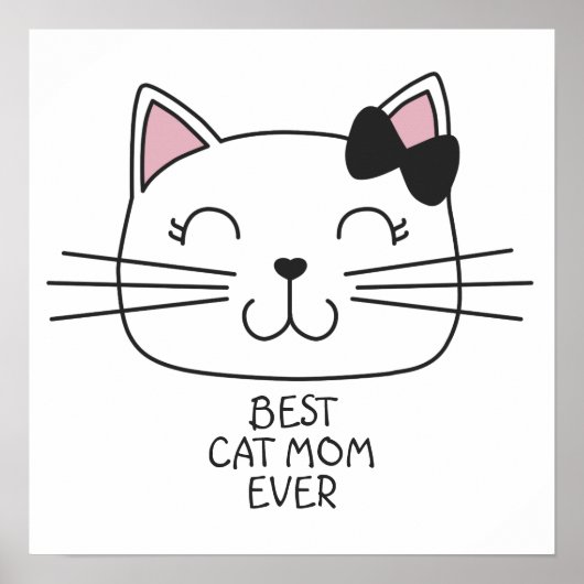 Witte kat Mam ooit met schattig cartoon kat Poster (Voorkant)