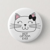 Witte kat Mam ooit met schattig cartoon kat Ronde Button 5,7 Cm (Voorkant)