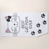 Witte kat Mam ooit met schattig cartoon kat Strandlaken (Voorkant)