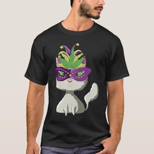 Witte Kat Mardi Gras T-shirt (Voorkant)