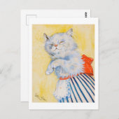 Witte kat met Apron, Louis Wain Briefkaart (Voorkant / Achterkant)