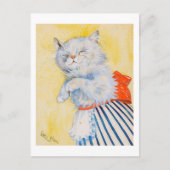 Witte kat met Apron, Louis Wain Briefkaart (Voorkant)