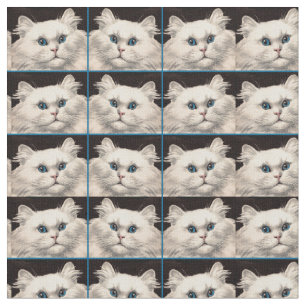 witte kat met blauwe ogen afdrukken stof