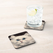 witte kat met blauwe ogen bier onderzetter (Rechterzijde)