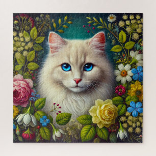 Witte Kat Met Blauwe Ogen Legpuzzel