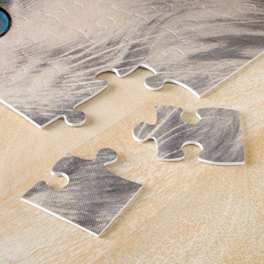 witte kat met blauwe ogen legpuzzel (Zijkant)