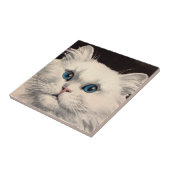 witte kat met blauwe ogen tegeltje (Zijkant)