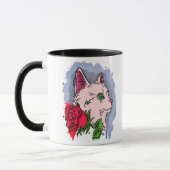 Witte kat met bloem mok (Links)