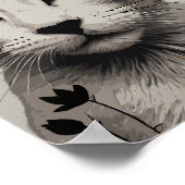 Witte kat met bloemenelementen poster (Hoek)