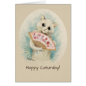 Witte kat met een fan CC0134 Louis Wain (Voorkant)