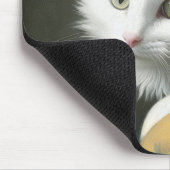 Witte kat met een parel oorbel muismat (Hoek)