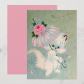  witte kat met Floral Umbrella Feestdagenkaart (Voorkant / Achterkant)
