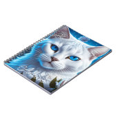 Witte Kat met Heldere Blauwe Gepersonaliseerde Oge Notitieboek (Linkerzijde)