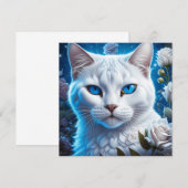 Witte Kat met Heldere Blauwe Ogen Bloemen (Voorkant / Achterkant)