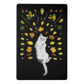 Witte kat met herfstbladeren mini klembord (Achterkant)
