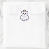 Witte Kat Met Kroon Sticker Knuffelige Prinses Kat (Tas)