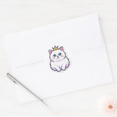 Witte Kat Met Kroon Sticker Knuffelige Prinses Kat (Envelop)