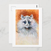 Witte kat met lange adem, Louis Wain Briefkaart (Voorkant / Achterkant)