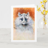 Witte kat met lange adem, Louis Wain Kaart (Gele Bloem)