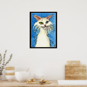 Witte kat met oneven ogen poster (Keuken)