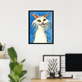 Witte kat met oneven ogen poster (Thuiskantoor)