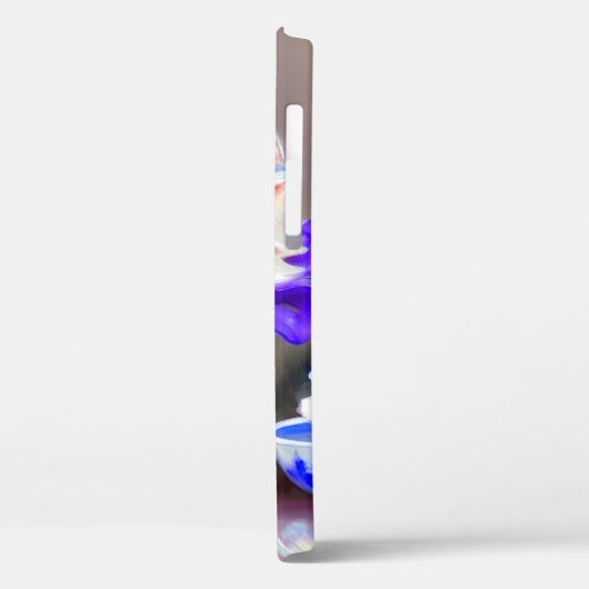 Witte kat met Paarse bloemkraag Case-Mate iPhone Case (Achterkant / Links)